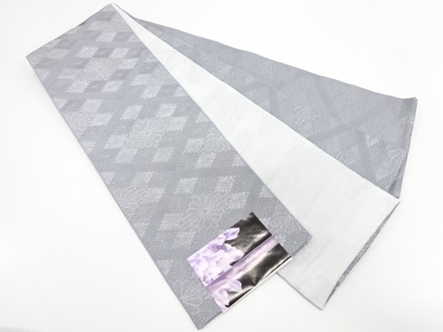 新品　京紫織　花菱リバーシブル長尺半幅帯（日本製）（440センチ）